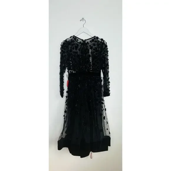 Mac Duggal 67007 Black Fit & Flare Velvet Embellished Dress Size 6 NWT $498 - Picture 4 of 7